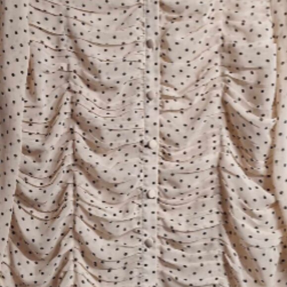 BCBG Maxazria Sheer Pleated Long Sleeve Blouse Size Large - Picture 3 of 9